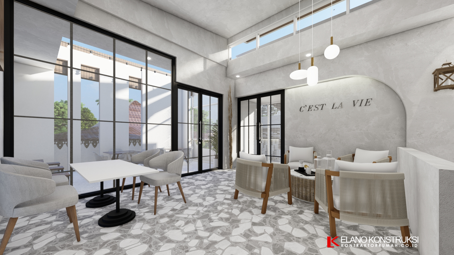 Desain Interior Café Dan Barbershop Minimalis Modern Bapak Edison ...