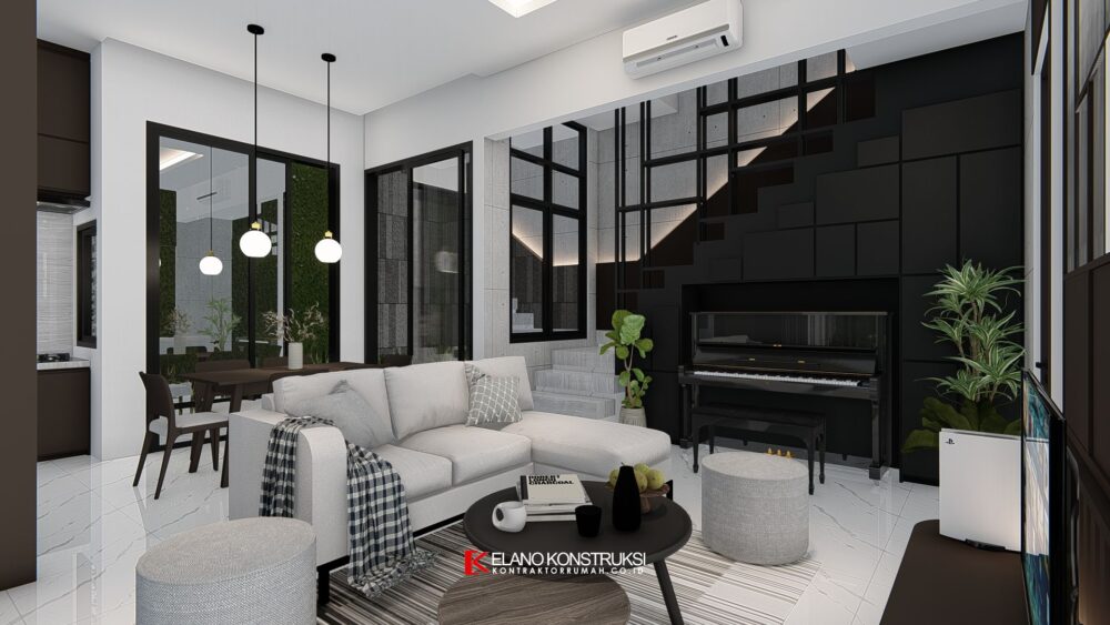 Desain Interior Rumah Minimalis Modern Bapak Azhar Depok 8.6 X 15 M