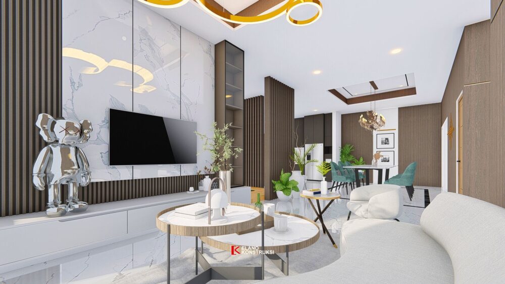 Desain Interior Rumah Tropis Modern Bapak Ali Depok 9,7 X 12,8 M