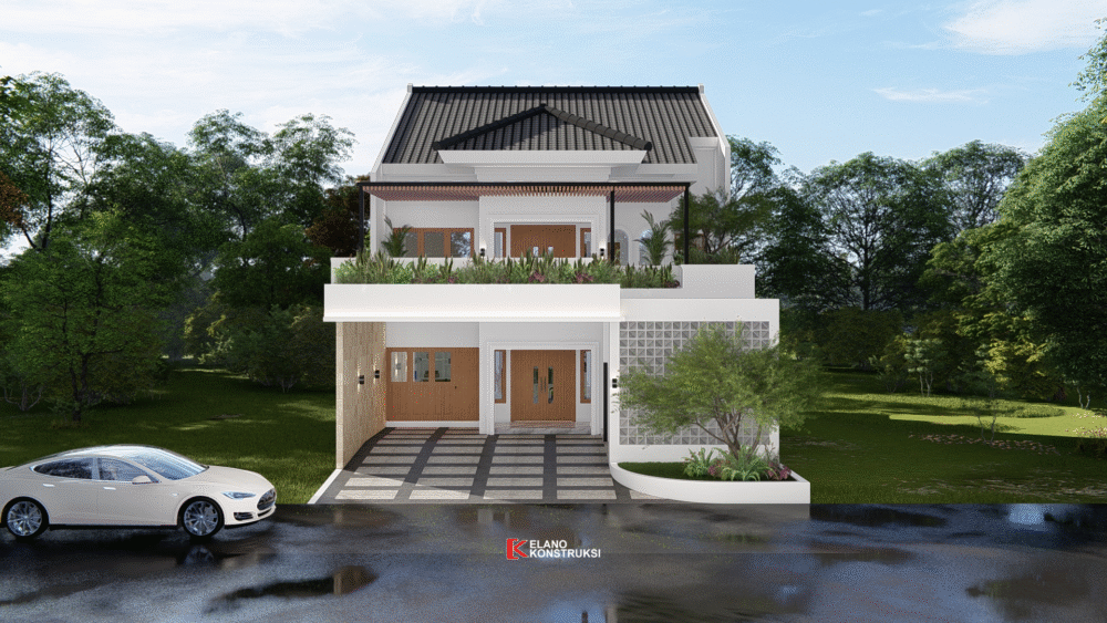 Desain Rumah Tropis Modern Bapak Prakoso Depok 10 X 18 M