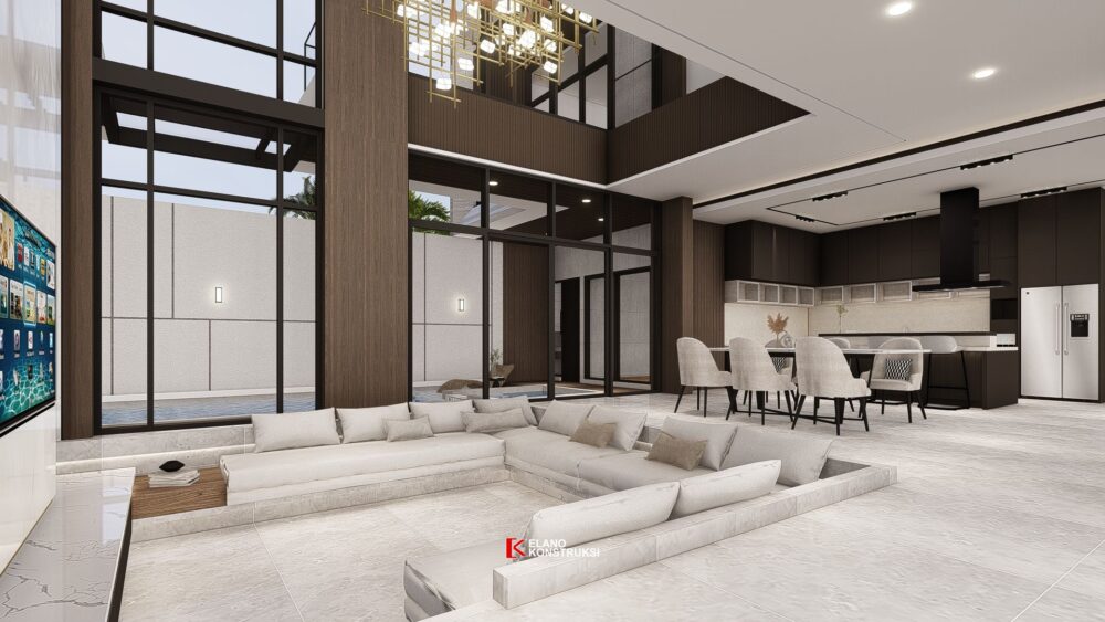 Desain Interior Rumah Tropis Modern Ibu Yusfi Depok 17 X 18 M