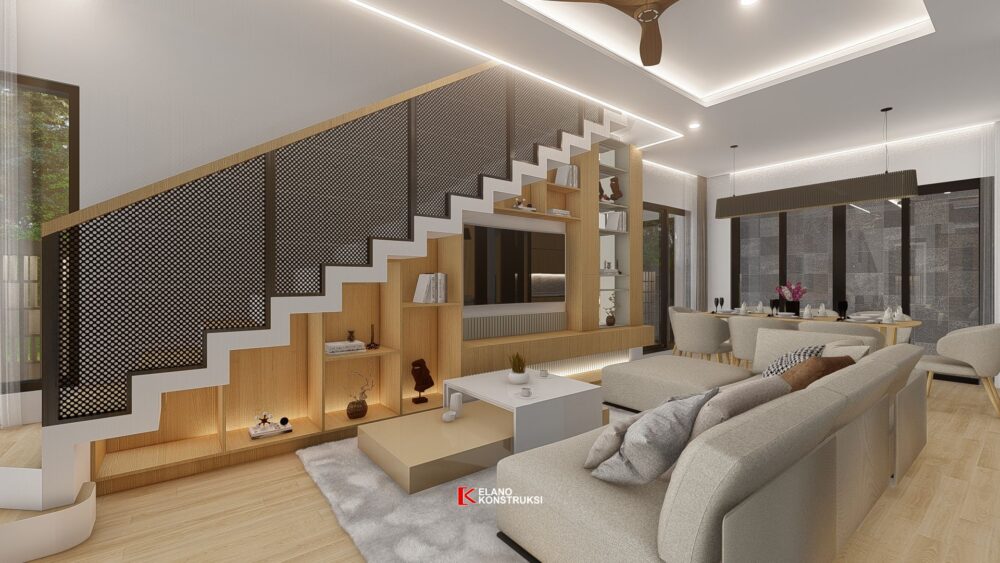 Desain Interior Rumah Tropis Modern Bapak Seno Jakarta 9.3 X 15 M