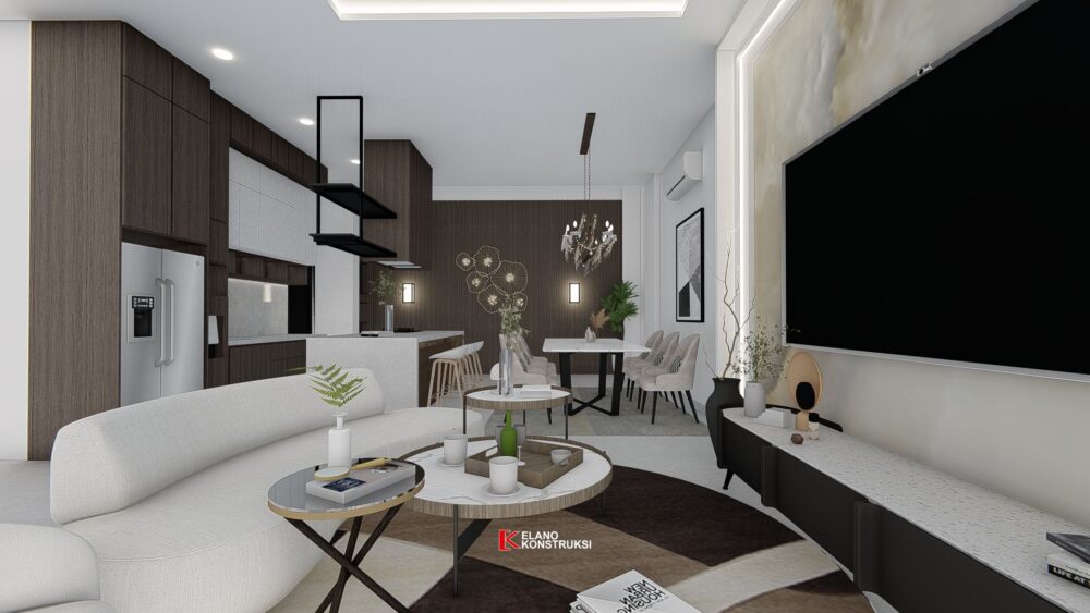 Desain Interior Rumah Tropis Modern Bapak Taufik Jakarta 12 X 15 M