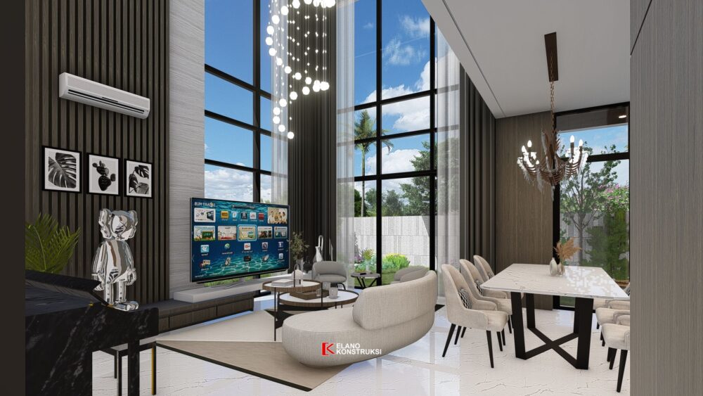 Desain Interior Rumah Tropis Modern Bapak Toni Jakarta 24 X 17 M