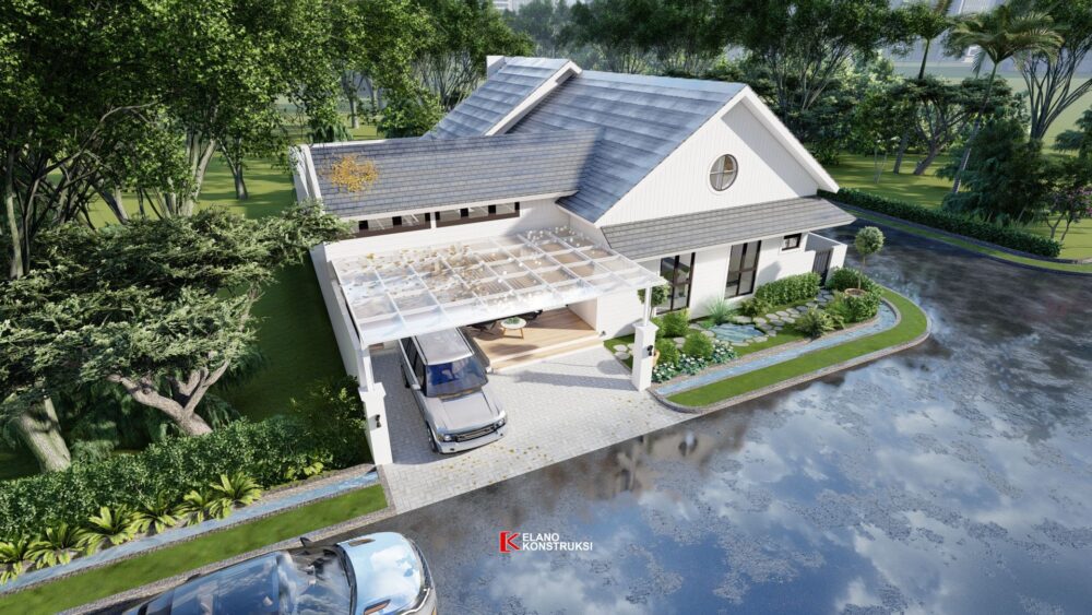 Desain Rumah Farm House Bapak Yoyo Bekasi 19.3 X 20.3 M