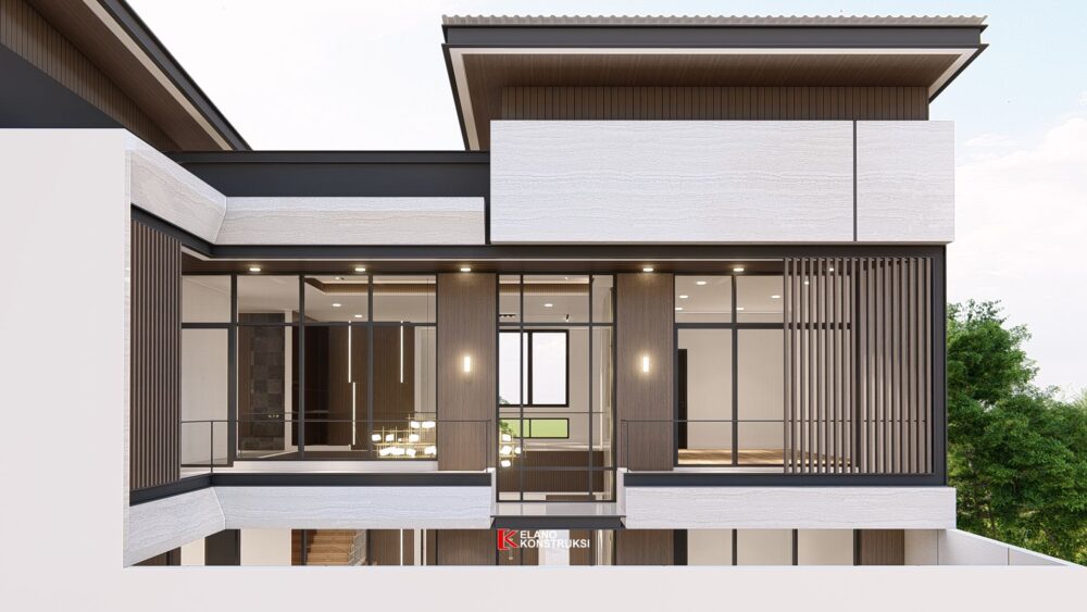 Desain Rumah Tropis Modern Ibu Yusfi Depok 17 X 18 M